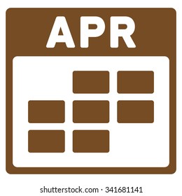 April vector icon. Style is flat symbol, brown color, rounded angles, white background.