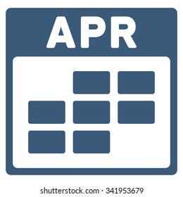 April vector icon. Style is flat symbol, blue color, rounded angles, white background.