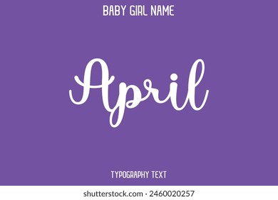 Abril Nombre de la mujer Cursiva Dibujado a mano Letras Vector Tipografía Texto sobre fondo púrpura