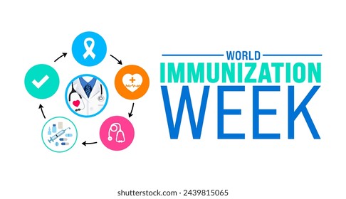 April is World Immunization Week background template. Holiday concept. use to background, banner, placard, card, and poster design template with text inscription and standard color. vector