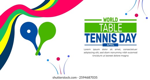 April is World Table Tennis Day. holiday concept. suitable for placard, background,Greeting Card, Poster design template with text inscription, standard Social Media Post.