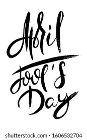 Aprils Fool Day. Hand lettering grunge card with textured handcrafted doodle letters in retro style. Hand-drawn vintage vector typography illustration