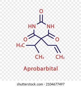 Aprobarbital chemical formula. Aprobarbital structural chemical formula isolated on transparent background.