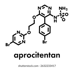 Aprocitentan hypertension drug molecule. Skeletal formula.