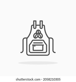 Apron Barista Coffee icon. Editable Stroke and pixel perfect. Outline style. Vector illustration.