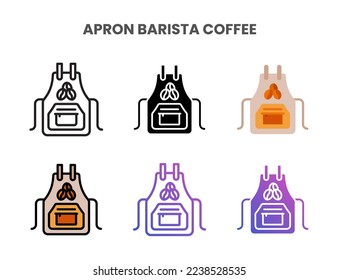 Apron Barista Coffee icons vector illustration set line, flat, glyph, outline color gradient. Great for web, app, presentation and more. Editable stroke and pixel perfect.