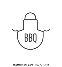 Apron with bbq writing line icon.
