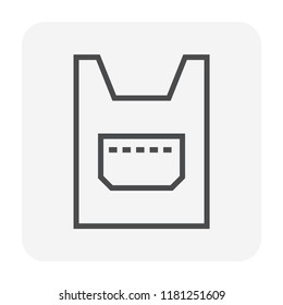 Apron or bib apron icon. That is uniform or garment cover front of body. For chef cooking in kitchen, restaurant. To protection chef from danger i.e. acid and excessive heat. 64x64 pixel icon.