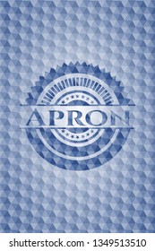 Apron blue badge with geometric pattern.