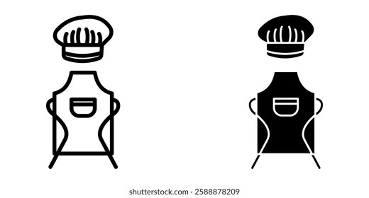 apron Chef hat Icon set. Symbol isolated white background. vector illustration. color editable.