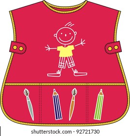 Apron for the child with pockets and amusing drawings