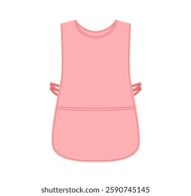 Apron Cobbler Slipover Smock technical fashion illustration. Tabard uniform for cooking pink cartoon Flat sketch outline apparel template front view. Women, men unisex CAD isolated on white background