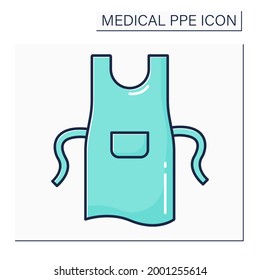 Apron Color Icon. Personal Protective Equipment. Special Equipment For Surgeons. Medical PPE Concept. Isolated Vector Illustration