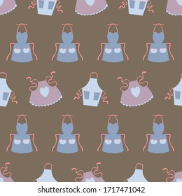 Apron. Colored vector patterns with apron in a flat style. Isolated pattern for textile, napkins, tablecloths, wrapping paper. Vector flat pattern