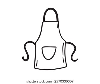 apron for cooking doodle hand drawn icon. Outline drawing apron line clipart symbol. Vector illustration