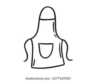 apron for cooking doodle hand drawn icon. Outline drawing apron line clipart symbol. Vector illustration