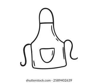 apron for cooking doodle hand drawn icon. Outline drawing apron line clipart symbol. Vector illustration