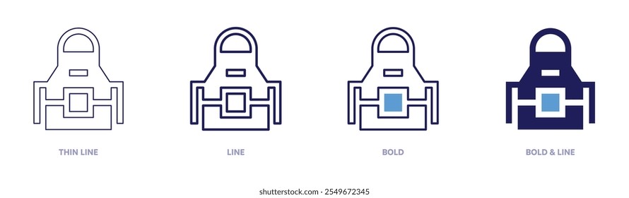 Apron cooking icon in 4 different styles. Thin Line, Line, Bold, and Bold Line. Duotone style. Editable stroke.