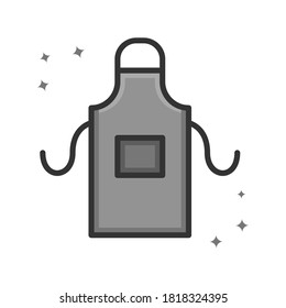 Apron Cooking Set Vector Logo Cartoon Sticker. Cheff Accessories Icon Filled Line Style. Kitchenware Equipment Symbol Illustration