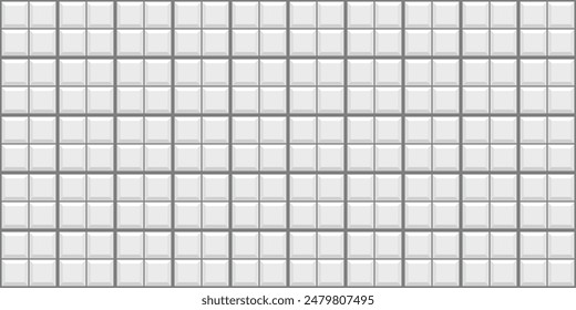 Textura de falda de delantal. Pared de ladrillo del metro de azulejos. Fondo de metro sin costuras. Patrón de cocina. Fondo de cerámica. Salpicadura de cemento. Estampado cuadrado retro. Superficie de piedra. Ilustración vectorial.