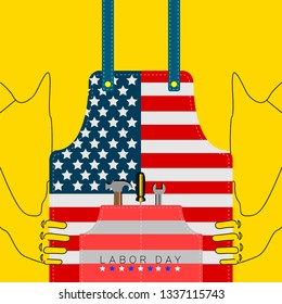 Apron with a flag of United States. Labor day banner. Vector illustration desing