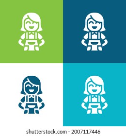 Apron Flat four color minimal icon set