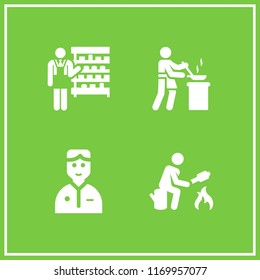 apron icon. 4 apron vector set. clerk and cooking icons for web and design about apron theme