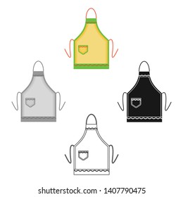 Apron icon in cartoon,black style isolated on white background. Kitchen symbol stock vector illustration.