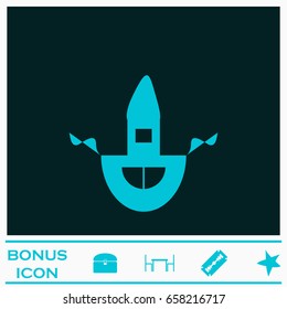 Apron icon flat. Blue pictogram on dark background. Vector illustration symbol and bonus icons