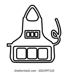 Icono de Apron. Ropa protectora con bolsillos y usada para cocinar, trabajar en el jardín y en el trabajo. Ilustración vectorial aislada en fondo blanco para diseño y web.