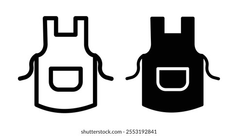 Icono de delantal en negro y línea llena.