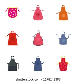 Apron icon set. Flat set of 9 apron vector icons for web design