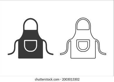 Símbolo y signo vectorial del conjunto de iconos de Apron en el diseño de moda
