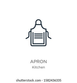 Apron icon. Thin linear apron outline icon isolated on white background from kitchen collection. Line vector sign, symbol for web and mobile