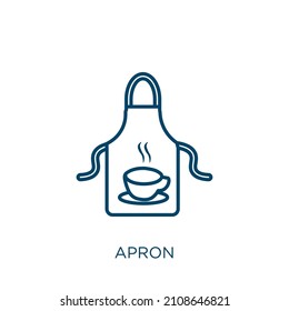 apron icon. Thin linear apron outline icon isolated on white background. Line vector apron sign, symbol for web and mobile