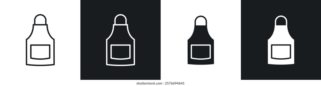 Apron icons collection in black and white solid and line style