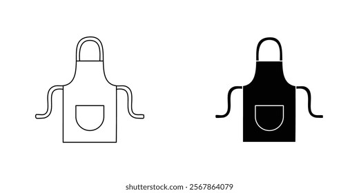Apron icons collection in Filled flat and thin line style.