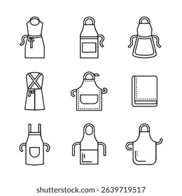 Apron Icons for Cooking and Workwear. Collection of Different Apron Styles
