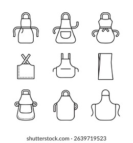 Apron Icons for Cooking and Workwear. Collection of Different Apron Styles
