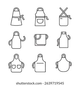 Apron Icons for Cooking and Workwear. Collection of Different Apron Styles
