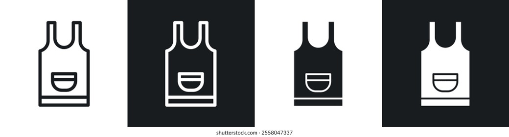 Apron icons pack in black and white filled and outlined versions.