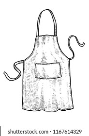 Apron illustration, drawing, engraving, ink, line art, vector