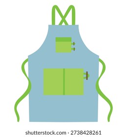 Apron Illustration, Pocketed Work Apron Icon. Utility Apron Illustration, Potting nd Kitchen Wear. Protective Apron Vector