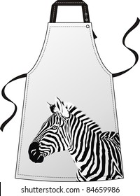 Apron with the image of a head a zebra