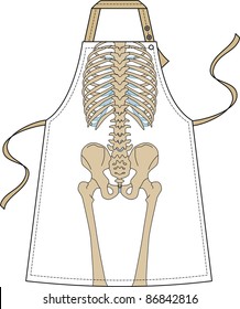 Apron with the image of a skeleton of the person