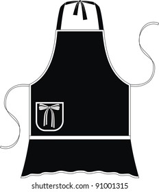 Apron with imitation of a skirt and a pocket with a bow