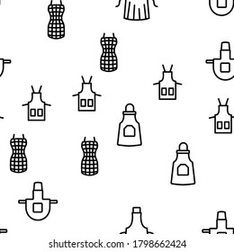 Apron Kitchen Cloth Vector Seamless Pattern Thin Line Illustration
