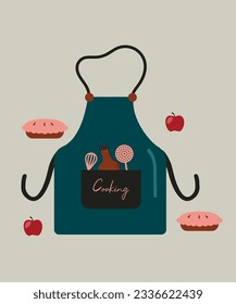 Apron para cocina cocinando con fondo de Apple,Pie