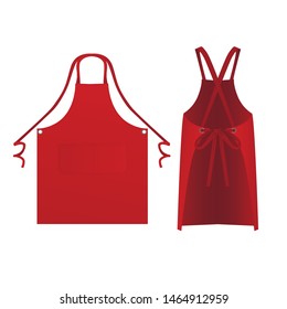 apron for kitchen and waiters with ties on white background