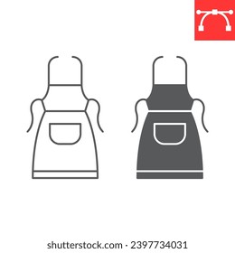 Apron line and glyph icon, kitchen and housewife, apron vector icon, vector graphics, editable stroke outline sign, eps 10.